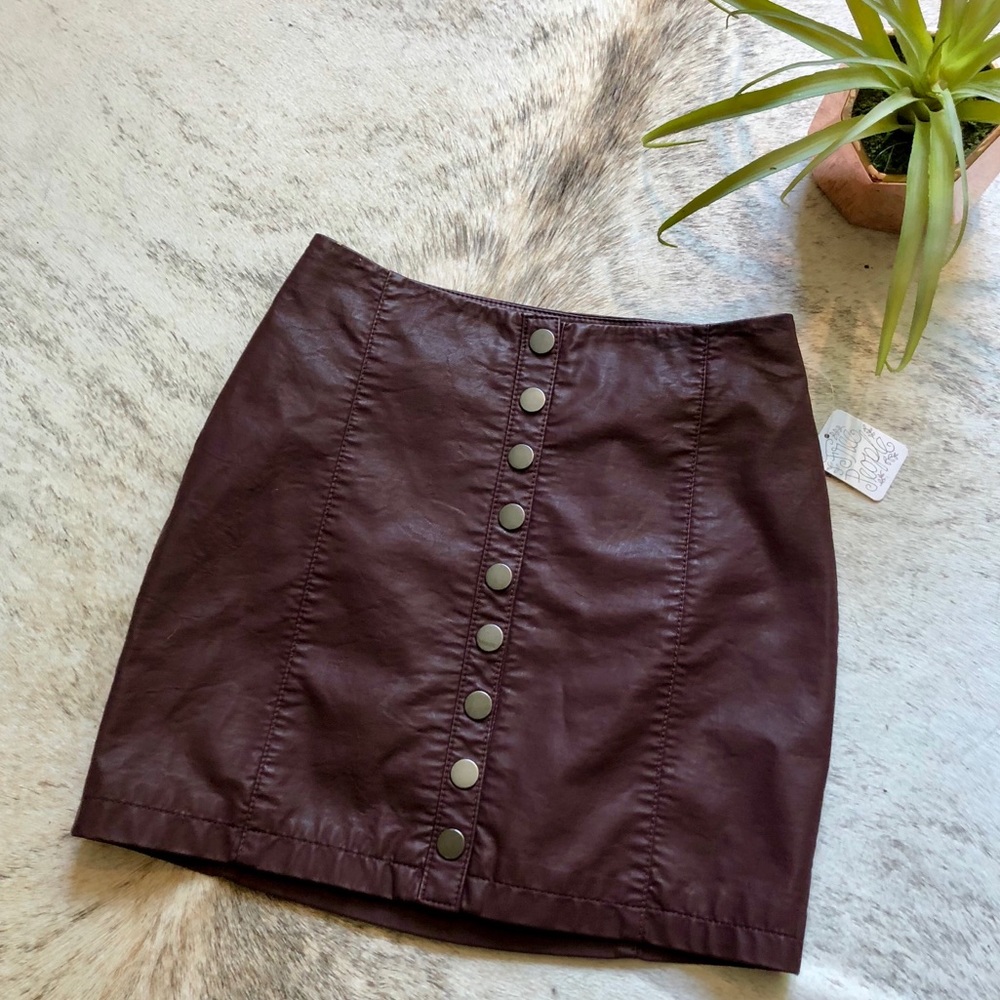 Free People Oh Snap Vegan Leather Mini Skirt